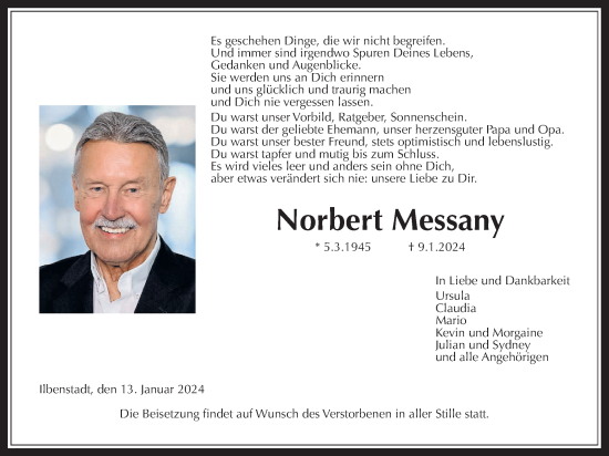 Traueranzeige von Norbert Messany von Wetterauer Zeitung