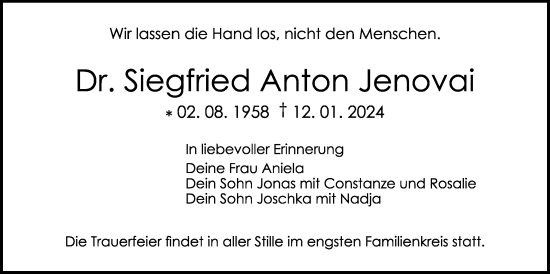 Traueranzeige von Siegfried Anton Jenovai von Pohlheimer Nachrichten