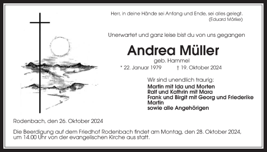 Traueranzeige von Andrea Müller von Kreis-Anzeiger