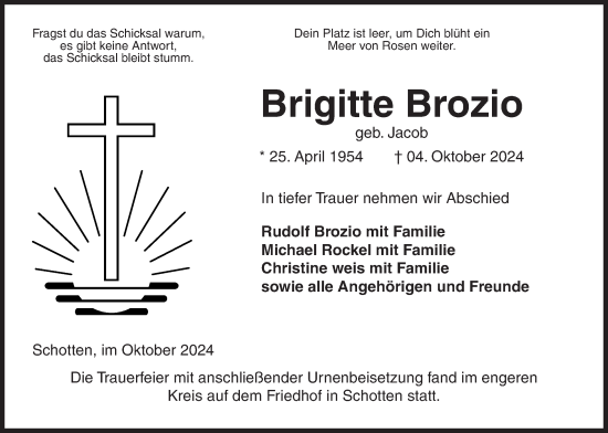 Traueranzeige von Brigitte Brozio von Kreis-Anzeiger