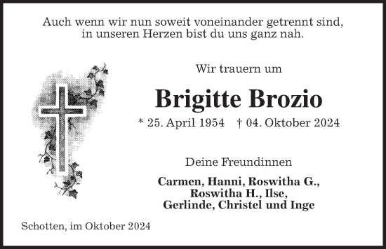 Traueranzeige von Brigitte Brozio von Kreis-Anzeiger