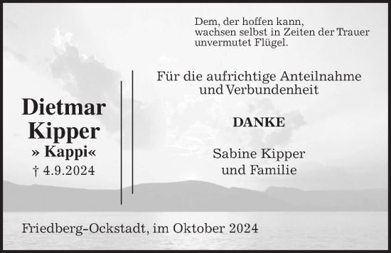Traueranzeige von Dietmar Kipper von Wetterauer Zeitung