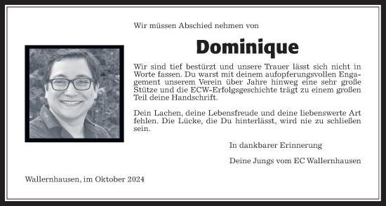 Traueranzeige von Dominique  von Kreis-Anzeiger