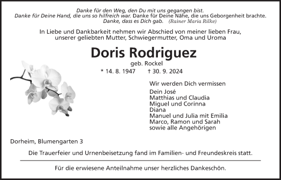 Traueranzeige von Doris Rodriguez von Wetterauer Zeitung
