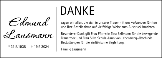 Traueranzeige von Edmund Lausmann von Licher Wochenblatt