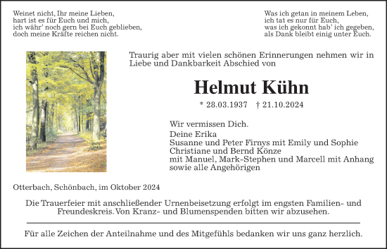 Traueranzeige von Helmut Kühn von Giessener Allgemeine, Alsfelder Allgemeine