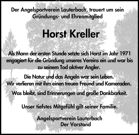 Traueranzeige von Horst Kreller von Lauterbacher Anzeiger