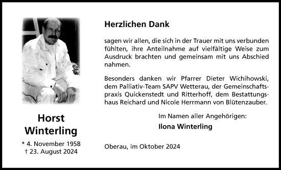 Traueranzeige von Horst Winterling von Kreis-Anzeiger