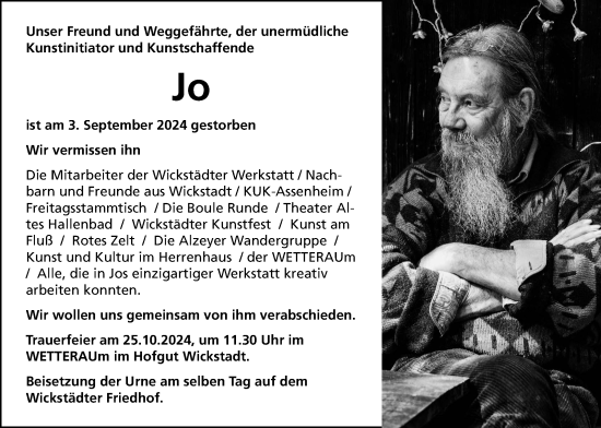 Traueranzeige von Jo Pollack von Wetterauer Zeitung