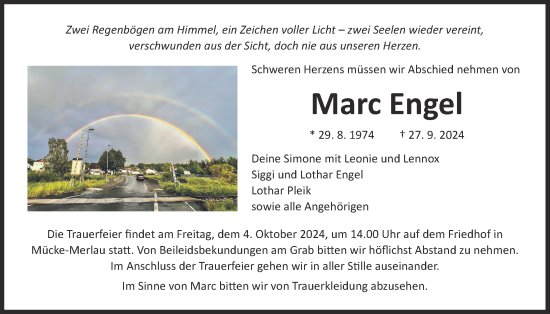 Traueranzeige von Marc Engel von Giessener Allgemeine, Alsfelder Allgemeine