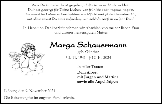 Traueranzeige von Marga Schauermann von Kreis-Anzeiger
