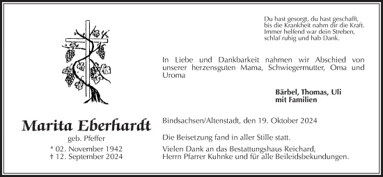 Traueranzeige von Marita Eberhardt von Kreis-Anzeiger