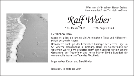 Traueranzeige von Ralf Weber von Wetterauer Zeitung