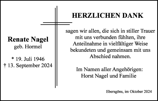 Traueranzeige von Renate Nagel von Butzbacher Zeitung
