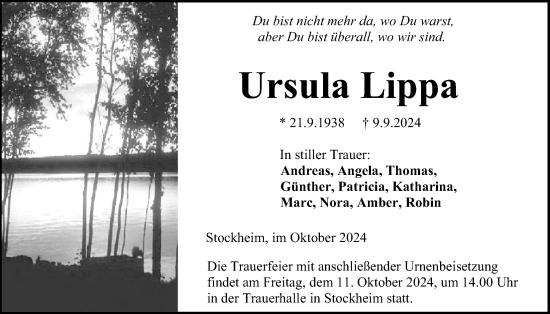 Traueranzeige von Ursula Lippa von Kreis-Anzeiger