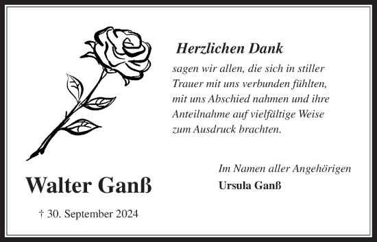 Traueranzeige von Walter Ganß von Bad Vilbel/Karben