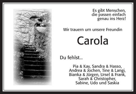 Traueranzeige von Carola Gaul von Kreis-Anzeiger