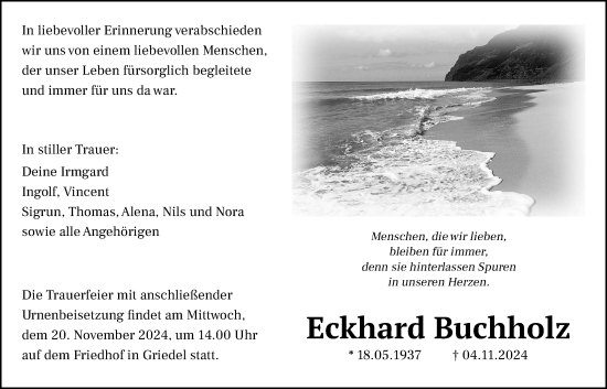 Traueranzeige von Eckhard Buchholz von Butzbacher Zeitung