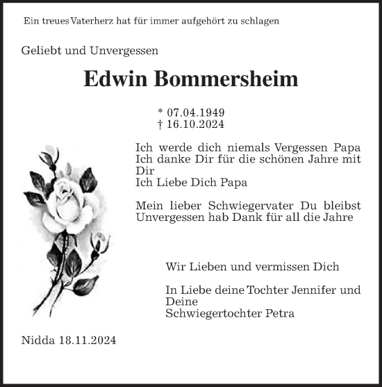 Traueranzeige von Edwin Bommersheim von Kreis-Anzeiger