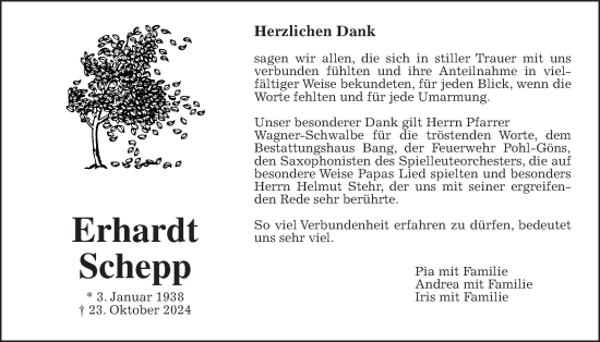 Traueranzeige von Erhardt Schepp von Butzbacher Zeitung
