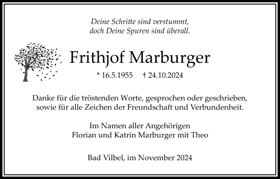 Traueranzeige von Frithjof Marburger von Bad Vilbel/Karben