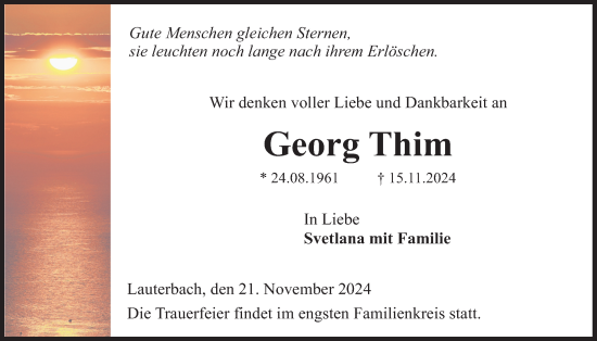 Traueranzeige von Georg Thim von Lauterbacher Anzeiger