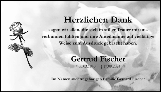 Traueranzeige von Gertrud Fischer von Lauterbacher Anzeiger