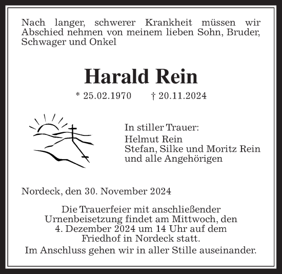 Traueranzeige von Harald Rein von Giessener Allgemeine, Alsfelder Allgemeine