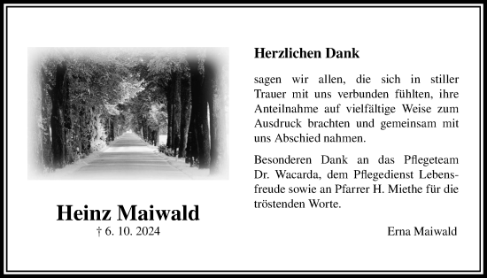 Traueranzeige von Heinz Maiwald von Licher Wochenblatt