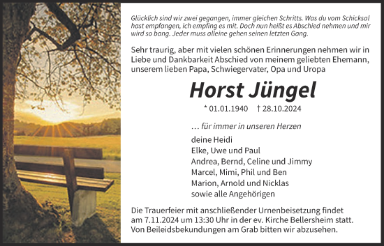 Traueranzeige von Horst Jüngel von Giessener Allgemeine, Alsfelder Allgemeine
