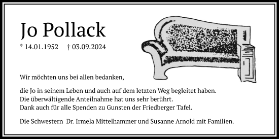 Traueranzeige von Jo Pollack von Wetterauer Zeitung