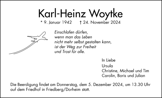 Traueranzeige von Karl-Heinz Woytke von Wetterauer Zeitung