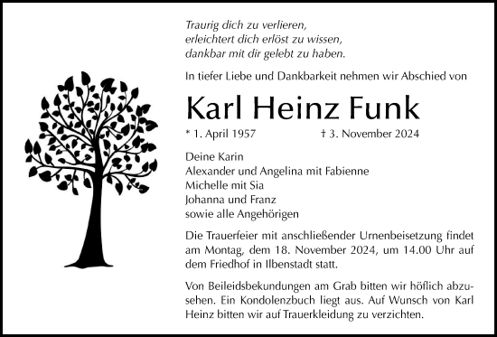 Traueranzeige von Karl Heinz Funk von Wetterauer Zeitung