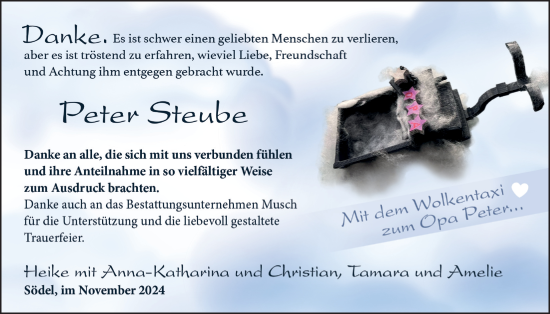 Traueranzeige von Peter Steube von Wetterauer Zeitung