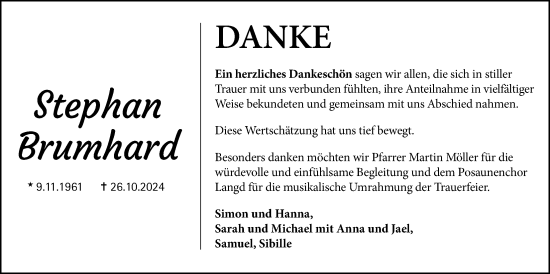 Traueranzeige von Stephan Brumhard von Licher Wochenblatt
