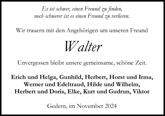 Traueranzeige von Walter Oberheim von Kreis-Anzeiger