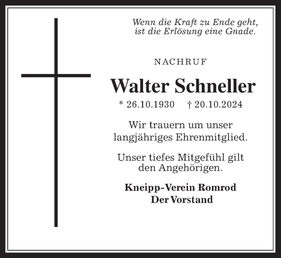 Traueranzeige von Walter Scheller von Oberhessische Zeitung