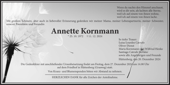 Traueranzeige von Annette Kornmann von Alsfelder Allgemeine, Giessener Allgemeine