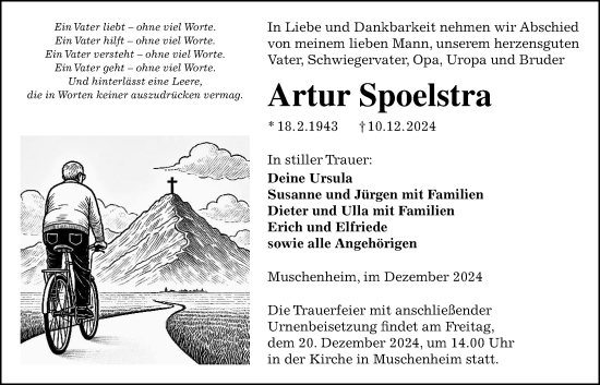 Traueranzeige von Artur Spoelstra von Licher Wochenblatt
