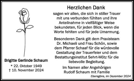 Traueranzeige von Brigitte Gerlinde Schaum von Butzbacher Zeitung