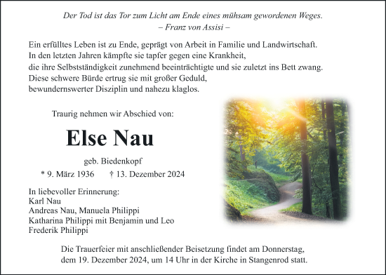 Traueranzeige von Else Nau von Giessener Allgemeine, Alsfelder Allgemeine