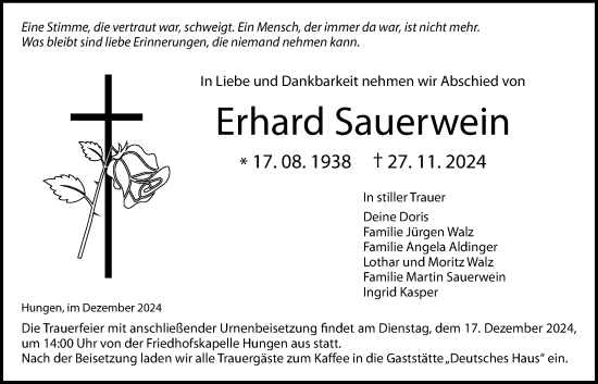 Traueranzeige von Erhard Sauerwein von Licher Wochenblatt