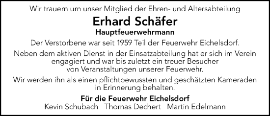 Traueranzeige von Erhard Schäfer von Kreis-Anzeiger