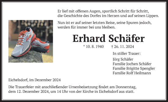 Traueranzeige von Erhard Schäfer von Kreis-Anzeiger