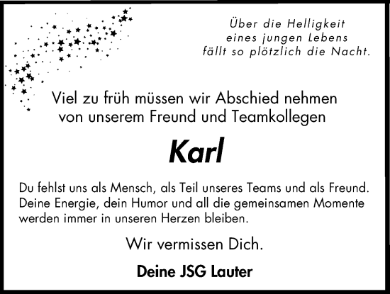 Traueranzeige von Karl Adolf Zulauf von Lauterbacher Anzeiger