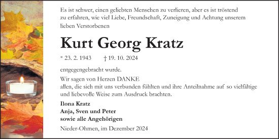 Traueranzeige von Kurt Georg Kratz von Mücker Stimme