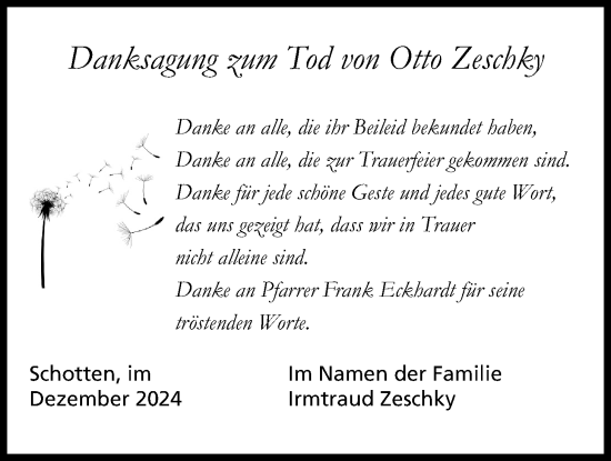 Traueranzeige von Otto Zeschky von Kreis-Anzeiger
