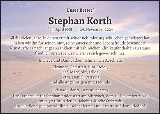 Traueranzeige von Stephan Korth von Wetterauer Zeitung