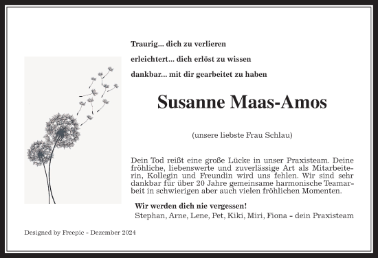 Traueranzeige von Susanne Maas-Amos von Butzbacher Zeitung