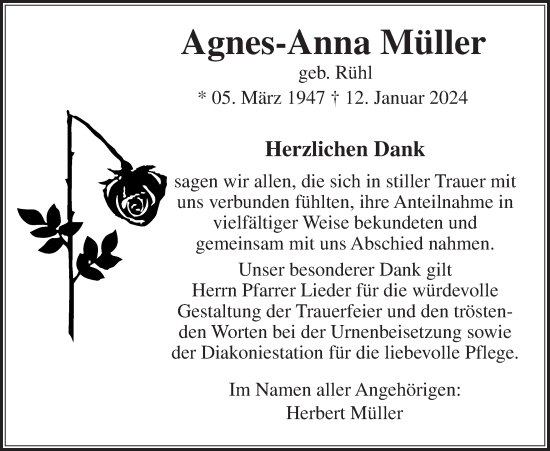 Traueranzeige von Agnes-Anna Müller von Butzbacher Zeitung